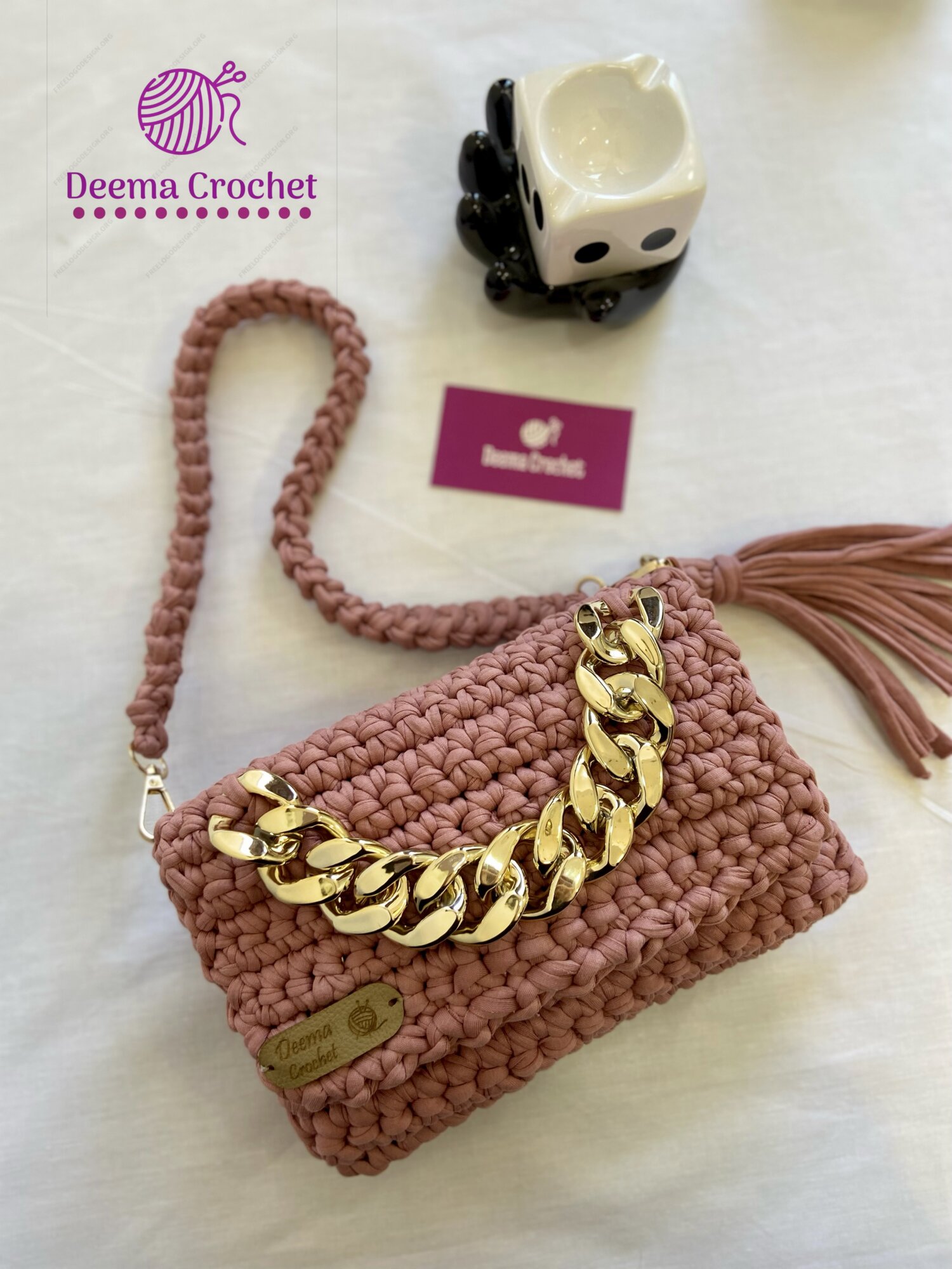 شنتة بوجه جنزير كروشيه 👜
