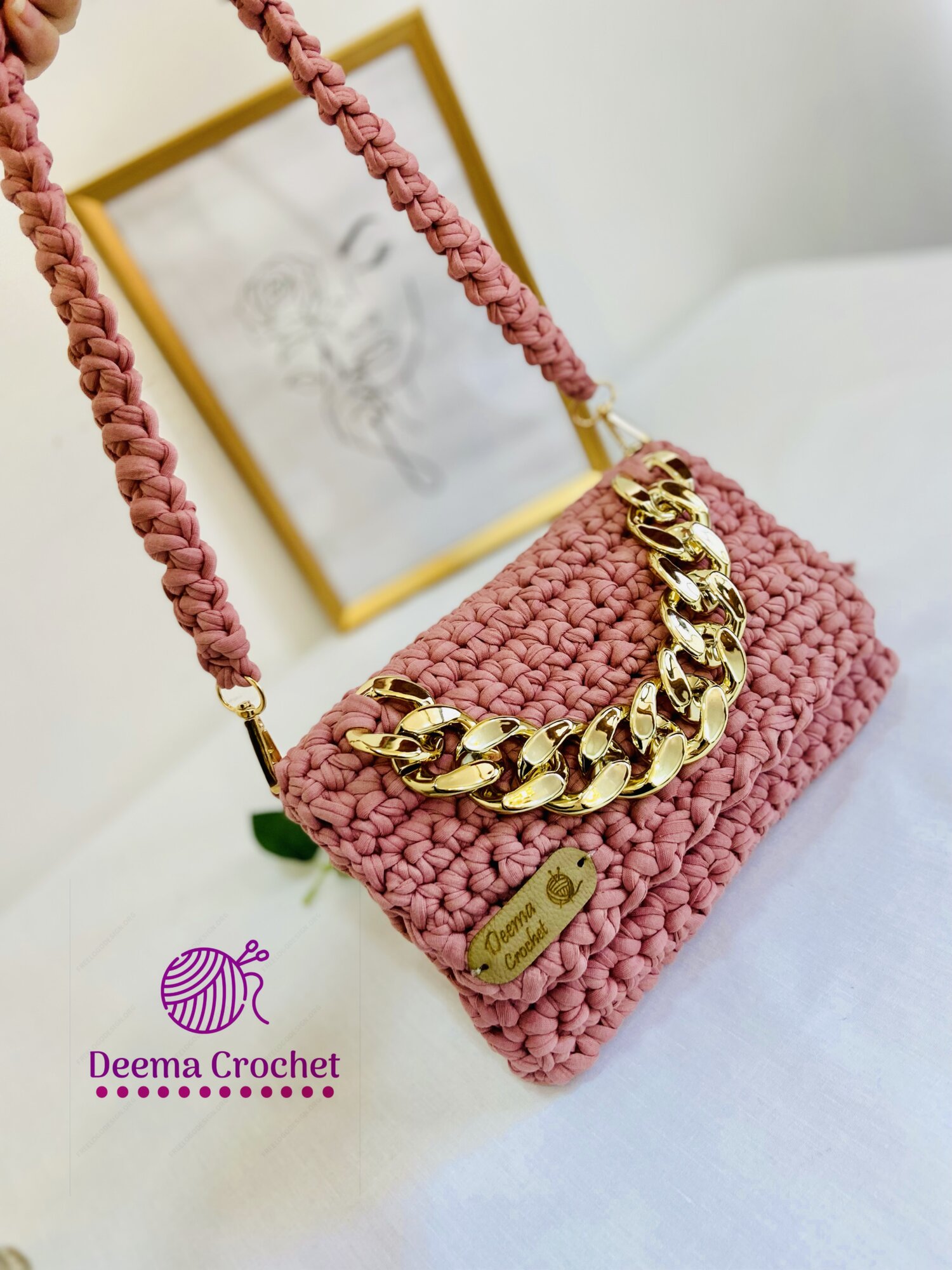 شنتة بوجه جنزير كروشيه 👜