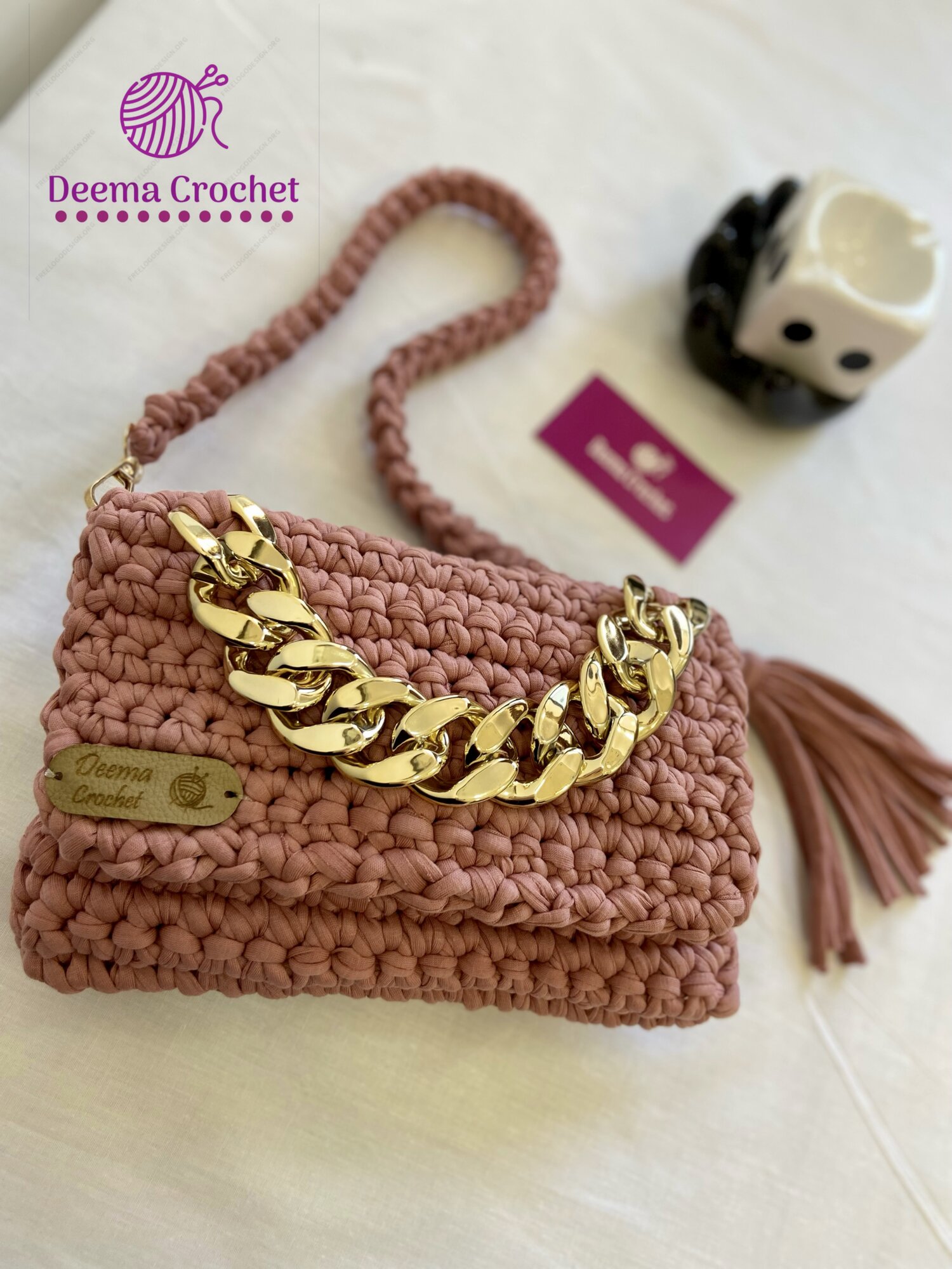 شنتة بوجه جنزير كروشيه 👜