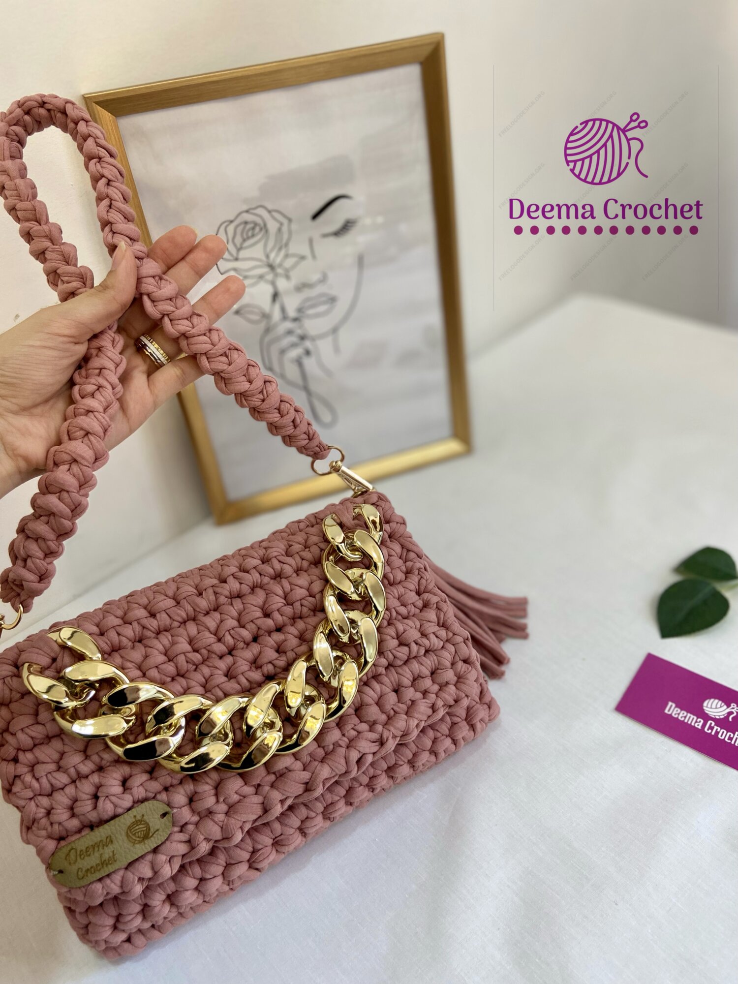 شنتة بوجه جنزير كروشيه 👜