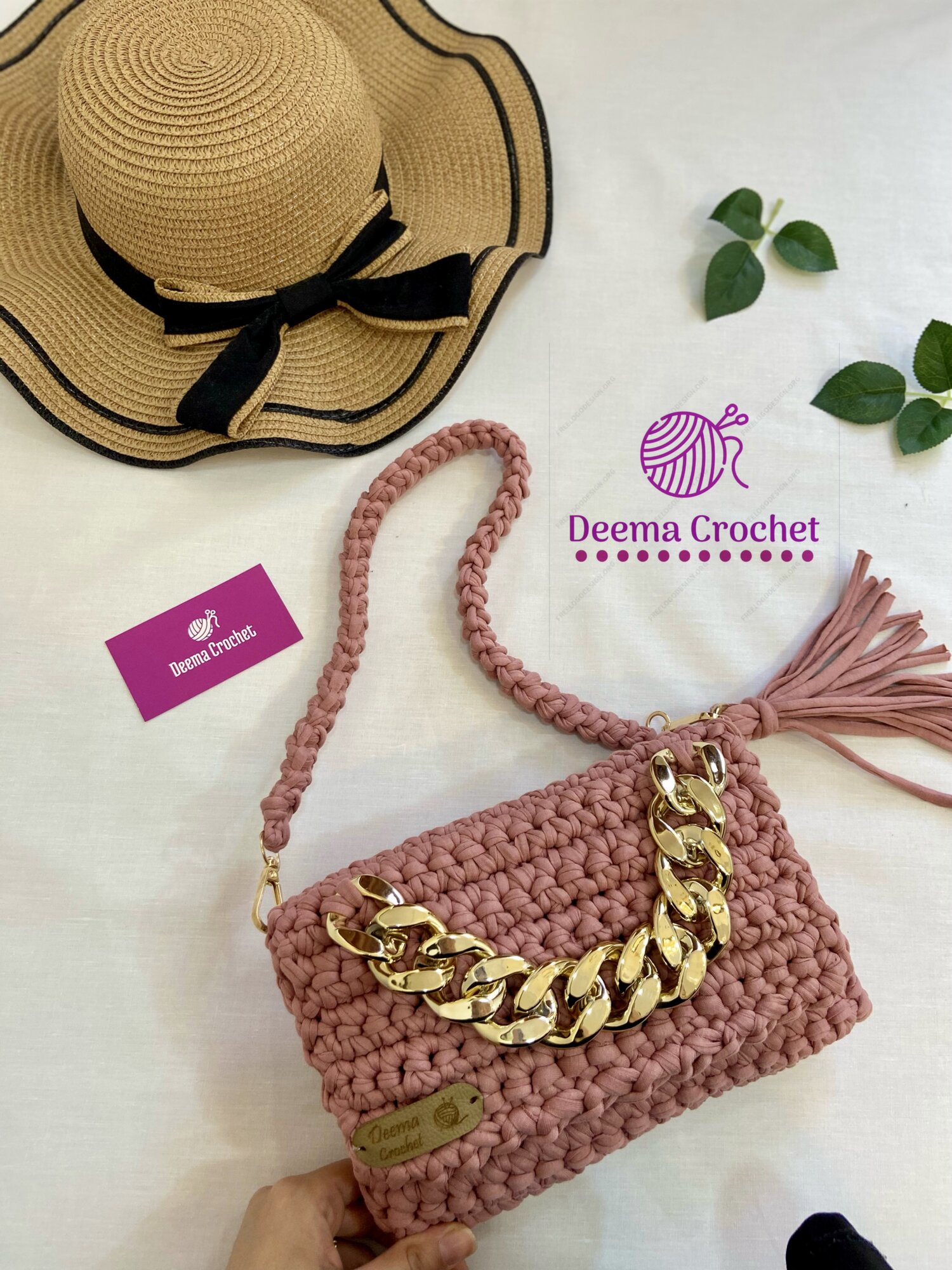 شنتة بوجه جنزير كروشيه 👜