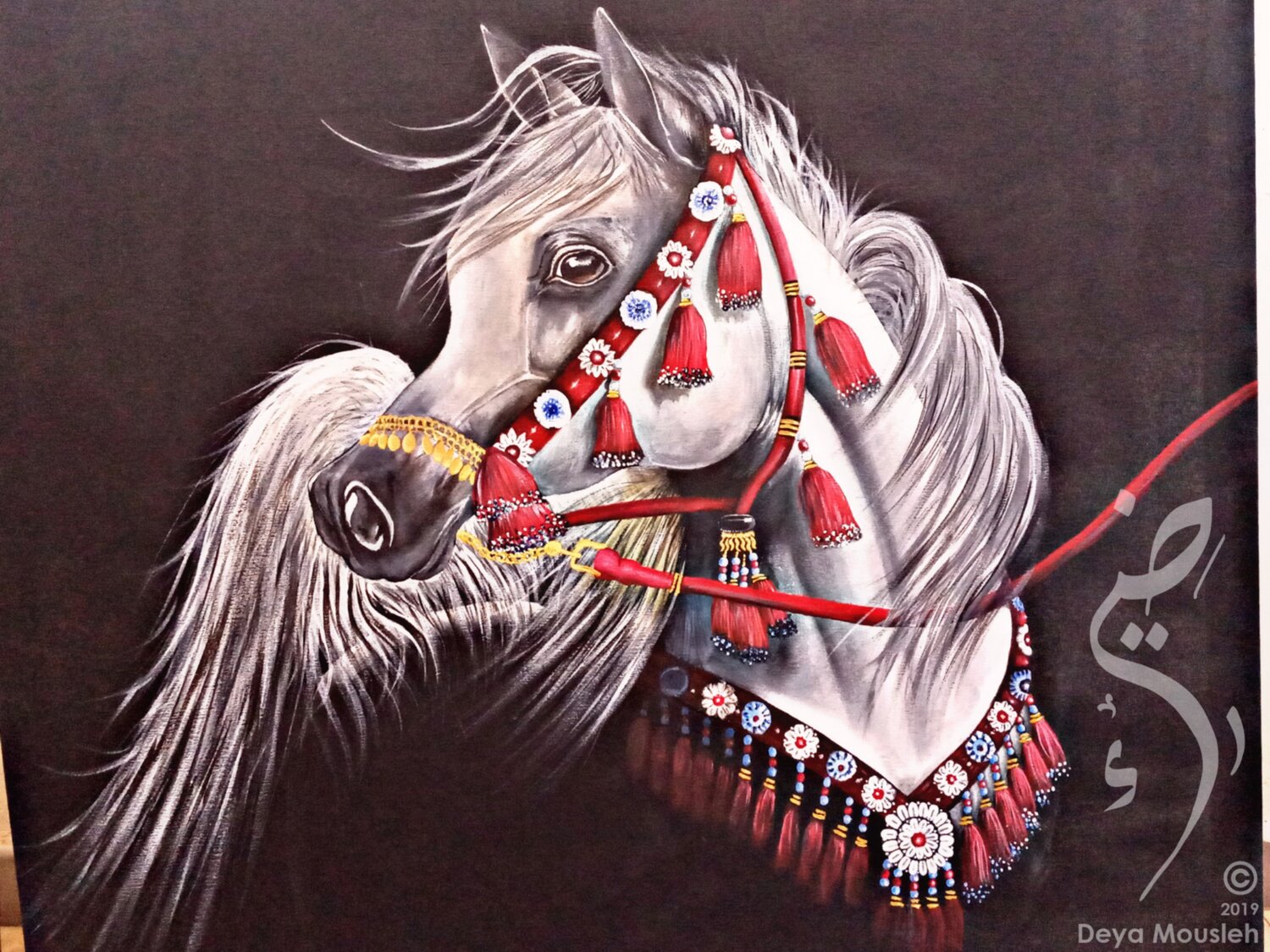 لوحة الحصان العربي الاصيل 